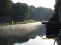 The view the next morning was eerily beautiful. Mist was rising up from the warm waters into the cool morning air.